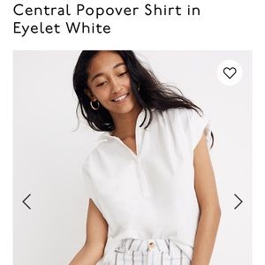Madewell central popover shirt eyelet white XS